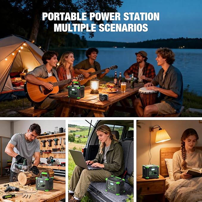 Portable Power Station 300W, GRECELL 288Wh Solar Generator with 60W USB-C PD Output, 110V Pure Sine Wave AC Outlet Backup Lithium Battery for Outdoors Camping Travel Home Blackout