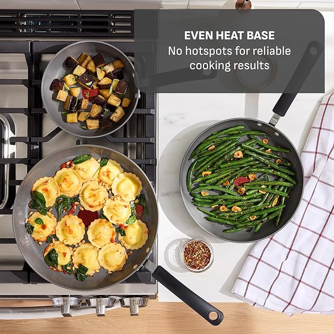 T-Fal Ultimate Hard Anodized 12-Piece Ceramic Nonstick Cookware Set, Oven Safe Up to 400°F, Ceramic Pots and Pans Set, Frying Pans, Saucepan, Stockpot, Cooking Utensils, Stone