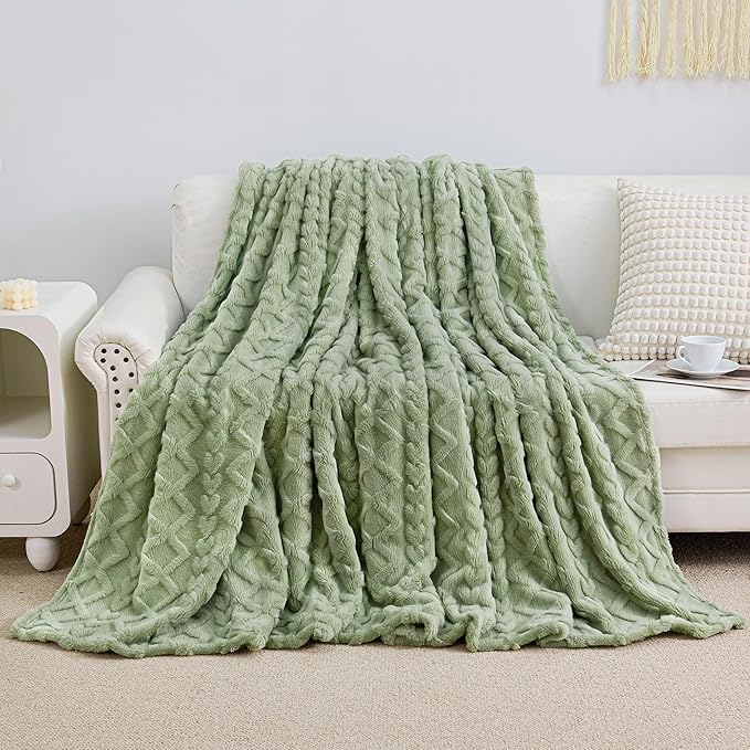 Aganear Blanket Queen Size - Fuzzy Cozy Soft Blanket for Couch, Sofa, Bed, Office, Decorative Present for All Seasons, Portable Throw Blankets for Couch, Sofa, Bed(90"x90", Sage Green)
