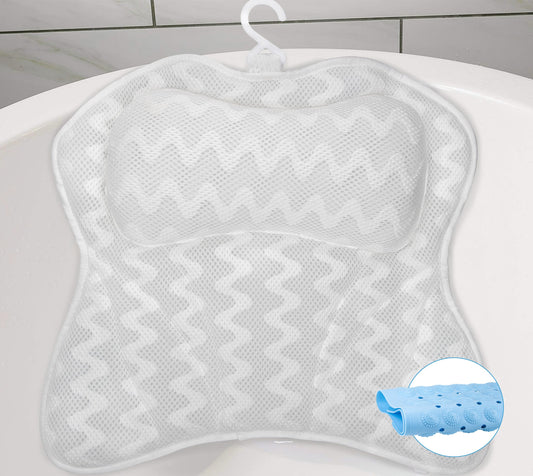 Bath PillowUltimate Comfort Bath Tub Pillows for Head and Neck - Luxury Bath Pillow for Women - Relaxing Bath Pillows for Tub with a Non-Slip mat- Enjoy a Spa-Like Experience at Home Non-Slip Mat