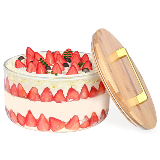 Large Trifle Bowl 195oz Glass 9.8" with Lid