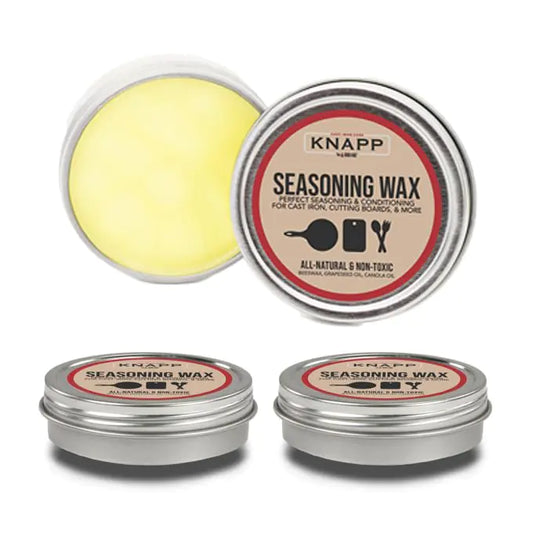 Knapp Made Cast Iron Seasoning Wax and Carbon Steel Seasoning Wax - 2 Oz Unique Blend of Natural Oils and Beeswax - Restore Cast Iron Steel Cutting Board Kitchenware Seasoning Wax (3 Pack)