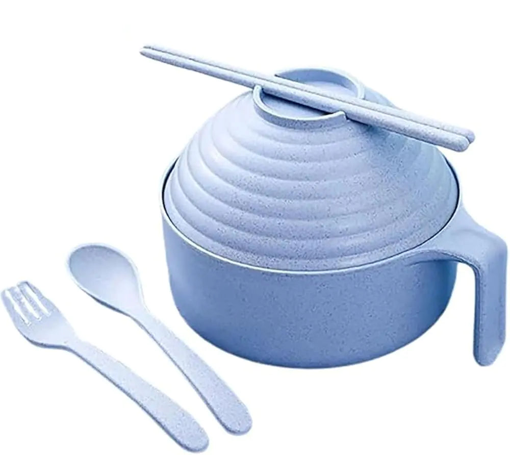 6-Piece Set Ramen Bowl SetMicrowave Ramen Bowl Ramen Noodles Bowl microwave ramen cooker，Ramen Noodle Cooker with Lid And Handle for Home Office Dorm Room (Upgrade-blue)