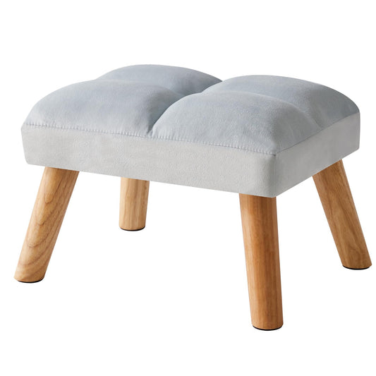 YMYNY Footstool Small Ottoman Stool Chair with Wooden Legs Modern Padded Sofa Seat Foot Rest Stool Velvet Foot Stool Sofa Footrest for Living Room Entryway 15.74"D×11.81"W×10.62"H Blue UHBD032H