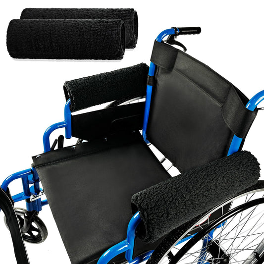 2 Pack Wheelchair armrest Pads - Soft Wool Fleece Foam armrest Covers for wheelchairs Office Chairs and armchairs etc. Effectively relieves arm Pressure and Prevents Soreness