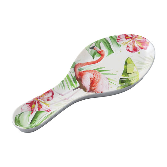 UPware Melamine Spoon Rest Spoon Holder Kitchen Utensil Holders 9.625 Inch for Kitchen Counter Dining Table (Flamingo)