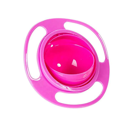 ESH7 Gyro Bowl Funny 360 Degree Rotate Spill-Proof Bowl with Lid Feeding Without Mess (Rose)