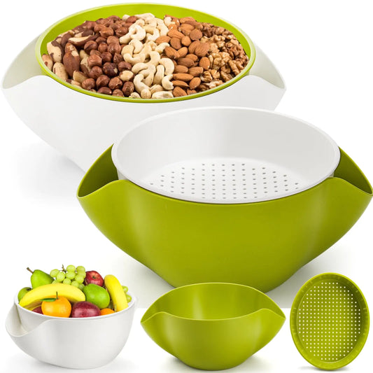 Pumtus 2 Pack Pistachio Bowls Large Nut Bowl with Shell Holder 10 Inch Double Dish Snack Bowl Candy Peanut Serving Bowl Plastic Fruits Storage Container Party Serving Dish for Popcorn Edamame